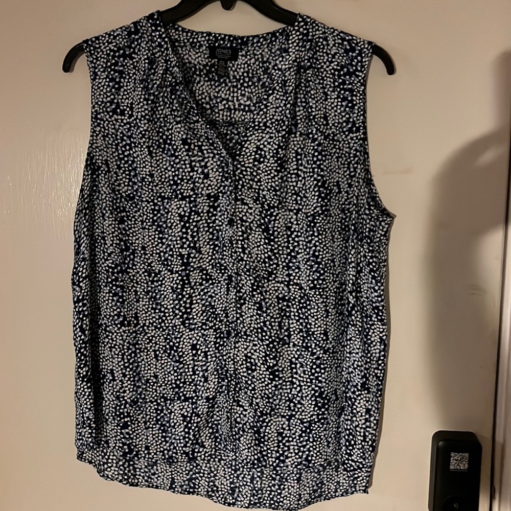 Button-front Sleeveless V-neck Blouse by Jones New York